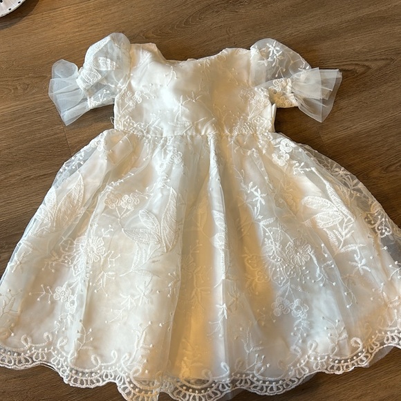 NWT baby girl baptism flower girl dress with bonnet - Picture 4 of 11